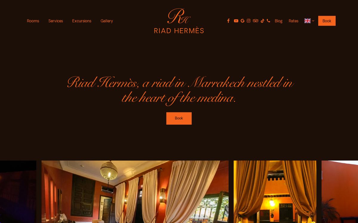 Version anglaise du site Riad Hermès