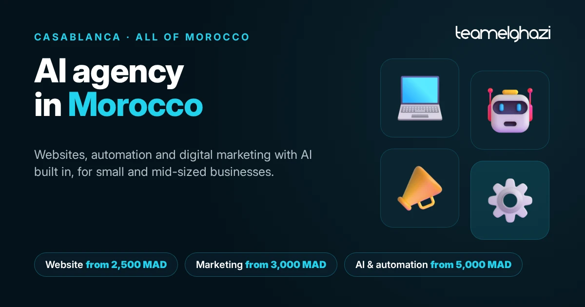 AI agency in Morocco: websites, automation and digital marketing for SMEs, with the starting price of each service
